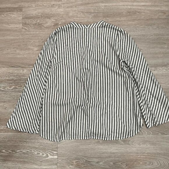 Madewell Women's White & Black Stripe Half Button Long Sleeve Tunic Sz Small - Picture 3 of 6